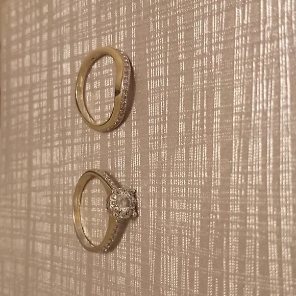 10k white gold diamond wedding ring set - Picture 1 of 3